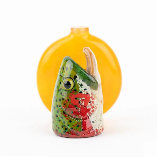 A fish head chillum from Trapper's Studio and Empire Glassworks, one of our favorite products in our Father's Day weed gift guide